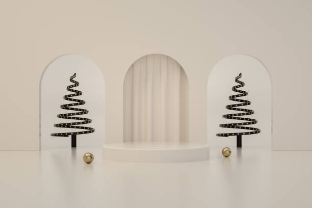 istock Christmas Ornaments with Podium, Platform, Minimal Design 1279862919