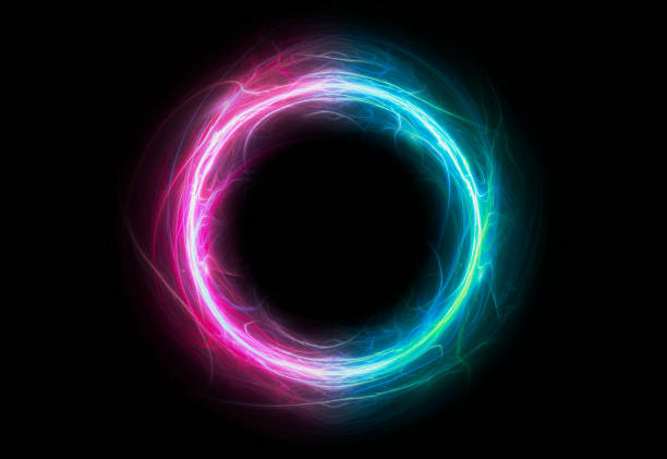 Neon circular lightning, plasma element stock photo