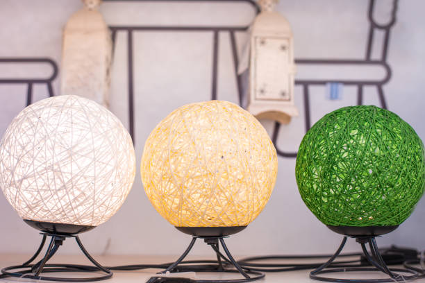 three woven from a thick thread lamps, lighting and room decor.