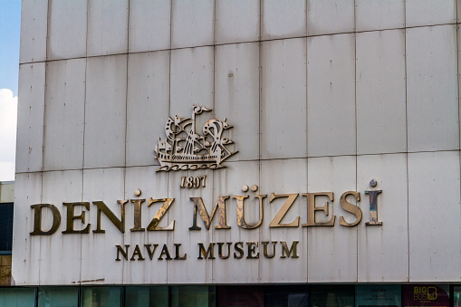 Istanbul, Turkey,  Sign for the Naval Museum, on October 30 2019 in Turkey
