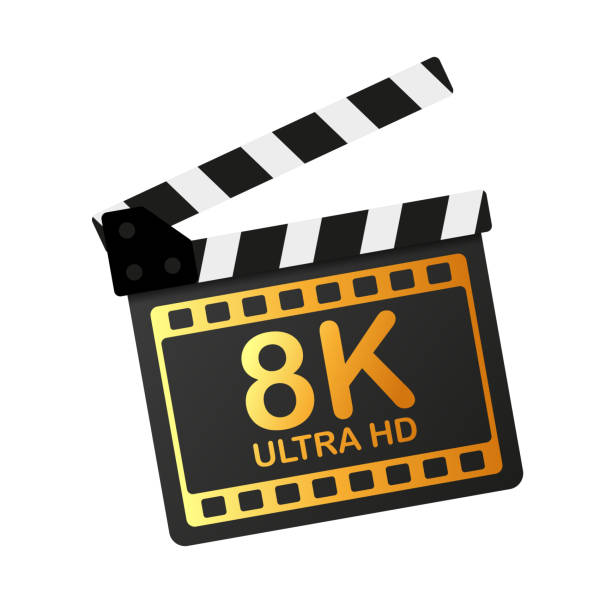 istock Modern movie full hd 8k, great design for any purposes. Technology film industry signs. Vector illustration. 1279866480