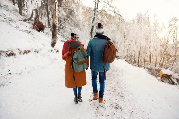 istock Love couple on a mountain walk 1279873793