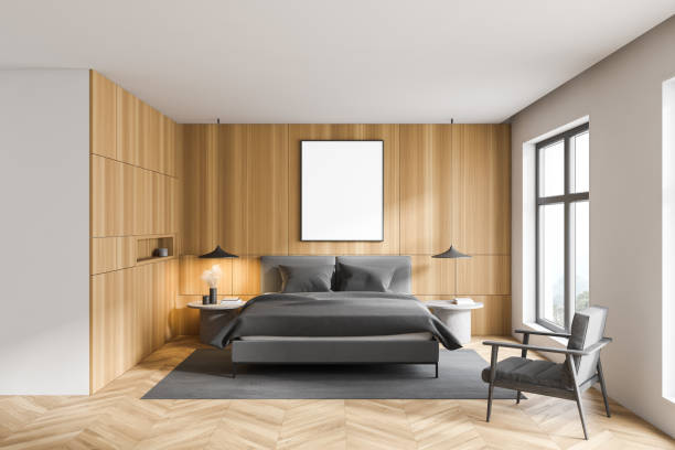 istock White and wooden bedroom with poster 1279881689