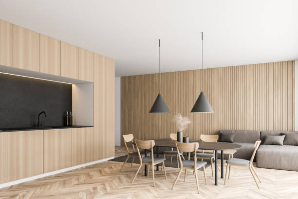 istock Wooden living room corner with table 1279882788