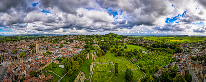 Remains of Glastonbury Abbey with links to King Arthur and Guinevere, UK