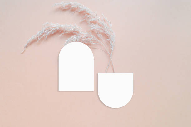 istock Mockup cards in a minimalistic style. Blank oval form with rounded edges. Perfect for wedding invitation and greeting card 1279885564