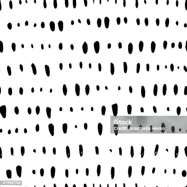 Short Vertical Lines Hand Drawn Seamless Pattern Black And White Simple ...