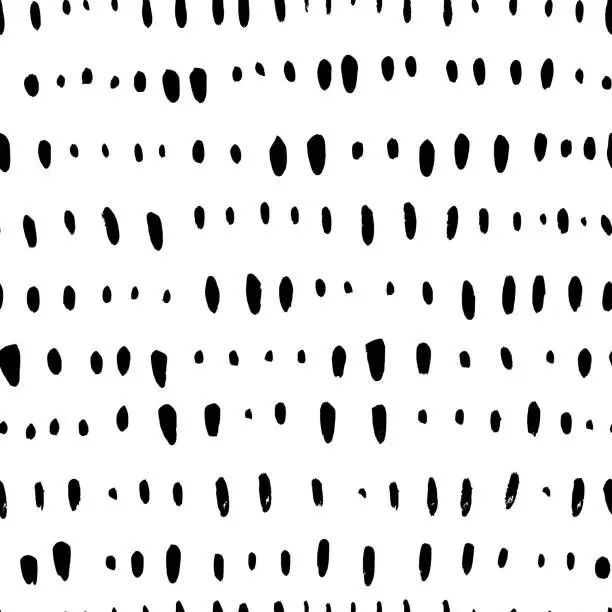 Vector illustration of Short vertical lines hand drawn seamless pattern. Black and white simple vector confetti pattern.