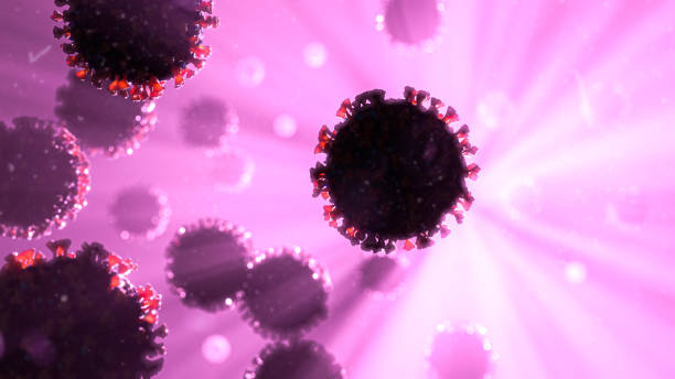 istock Ultraviolet Light Shining on COVID-19 Corona Influenza Virus Molecules - Coronavirus Potential Cure 1279890672