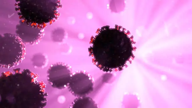 Photo of Ultraviolet Light Shining on COVID-19 Corona Influenza Virus Molecules - Coronavirus Potential Cure