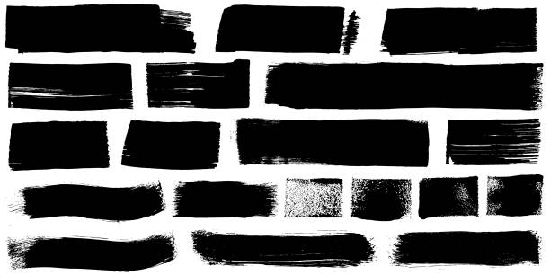 grunge czarna farba obrysuje wektor - brudny ilustracje stock illustrations