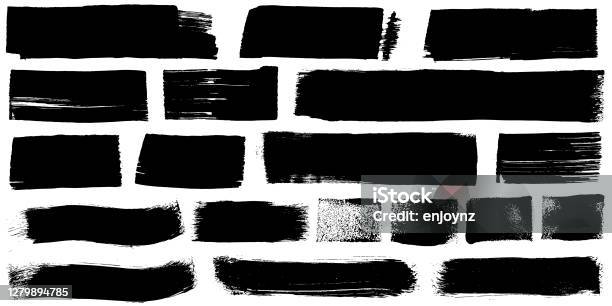 Grunge Black Paint Marker Strokes Vector Stock Illustration - Download Image Now - Paintbrush, Brush Stroke, Brushing