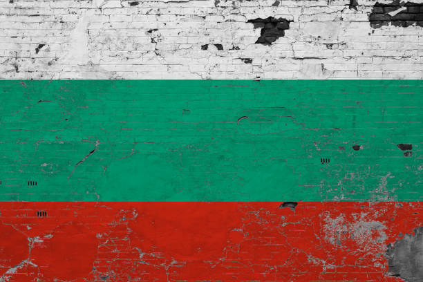 istock Bulgaria flag on grunge scratched concrete surface. National vintage background. Retro wall concept. 1279896334