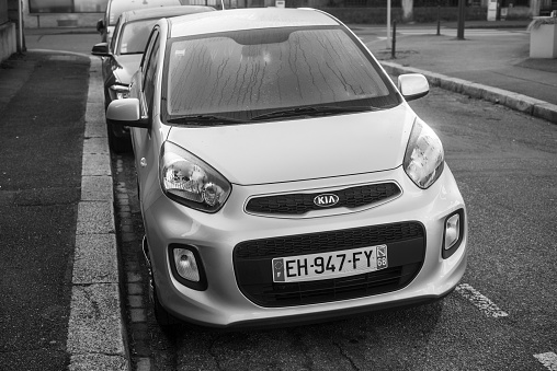 Mulhouse - France - 18 March 2020 - Front view of grey Kya Picanto parked in the street