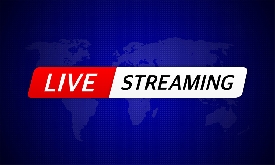 Breaking live stream news in abstract style on dark abstract background. Business design. Vector illustration