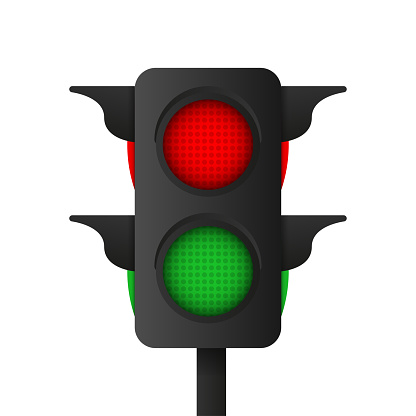 3d realistic pedestrian traffic light on white background. Vector illustration