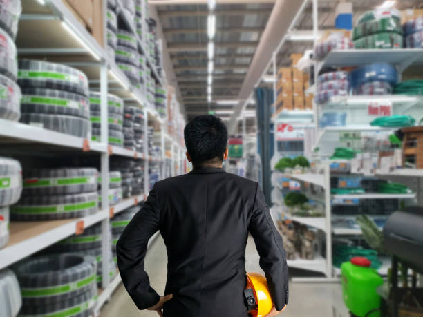 istock Engineer in warehouse check and find parts controlling products 1279908697
