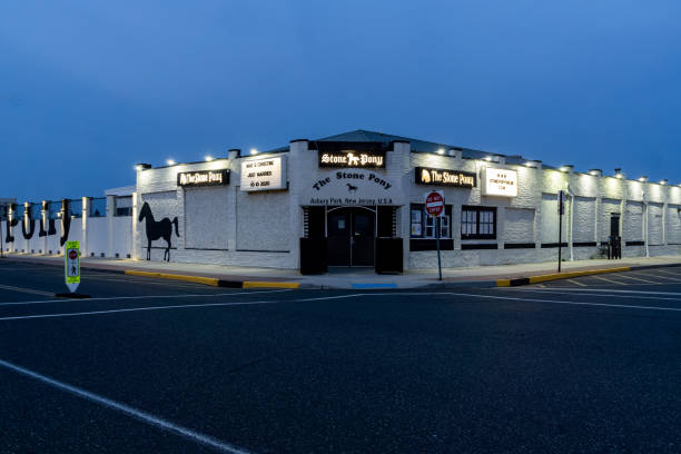Asbury Park, NJ / United States - Oct. 11, 2020: an early morning landscape image of the Stone Pony; one of New Jersey's best-known music venues.