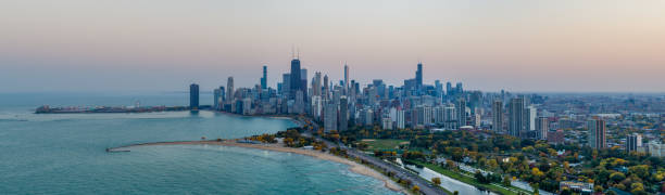 istock Panorama of Chicago Skyline in Autumn 1279909723