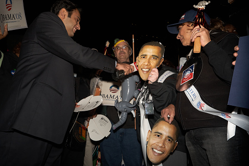 New York, USA - October 31, 2008: A group of people in Halloween costumes during parade