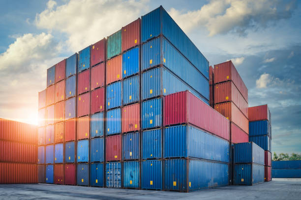 istock Stack of Containers Cargo Ship Import/Export in Harbor Port, Cargo Freight Shipping of Container Logistics Industry. Nautical Transport Distribution Yard, Business Commercial Dock and Transportation. 1279912115
