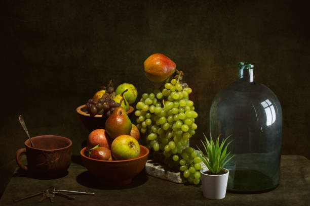istock Still life with fruits and dishes on the table 1279915871