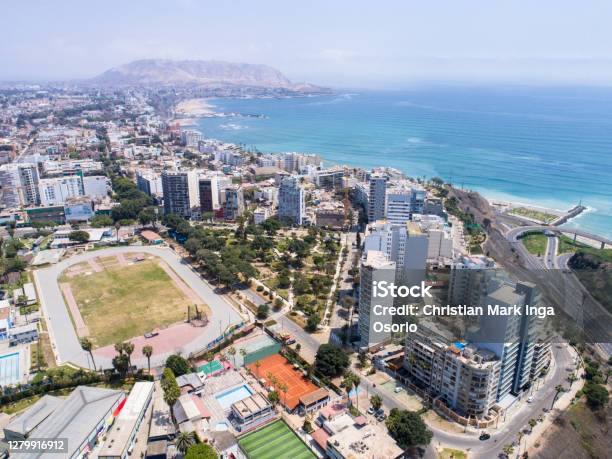 Aerial Image Made With Drone Of Lima Peru During Sundays Stock Photo - Download Image Now