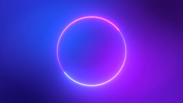 istock Minimalist colorful blue pink and purple neon circles abstract background. 1279919707