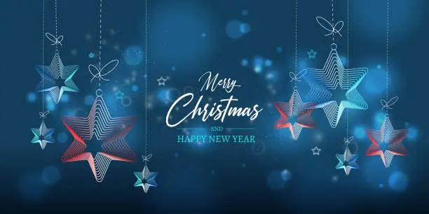 Vector illustration of Merry Christmas background with hanging stars