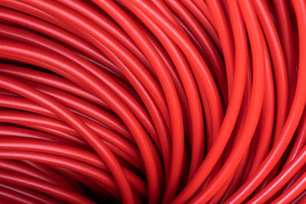 istock Roll of red electrical cable close-up 1279921086
