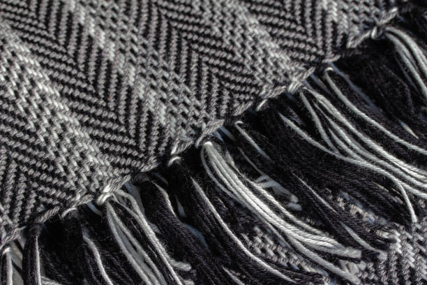 istock Macro texture view of a black and white knitted scarf 1279922909
