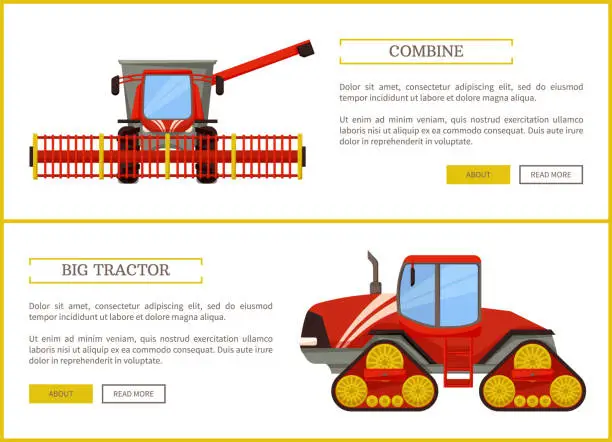 Vector illustration of Combine Tractor Agriculture Vector Illustration