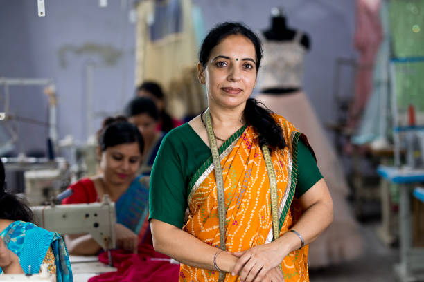 istock Confidence female inspector at textile factory 1279928631