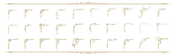 ozdobny złoty zestaw ramek vector - ozdabiać stock illustrations