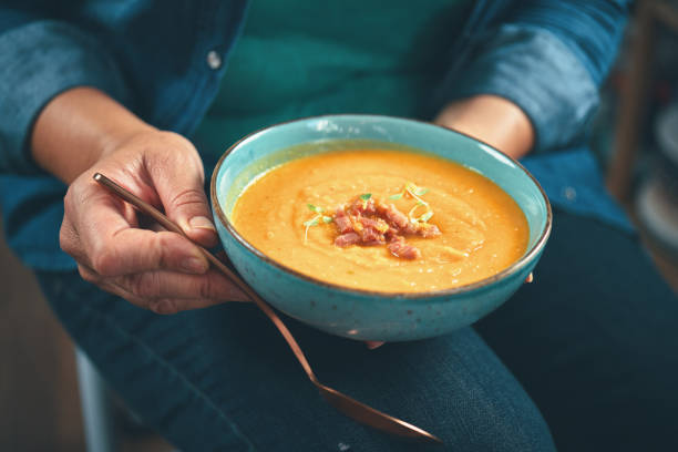 istock Pumpkin Soup with Baked Pumpkins and Bacon 1279930323