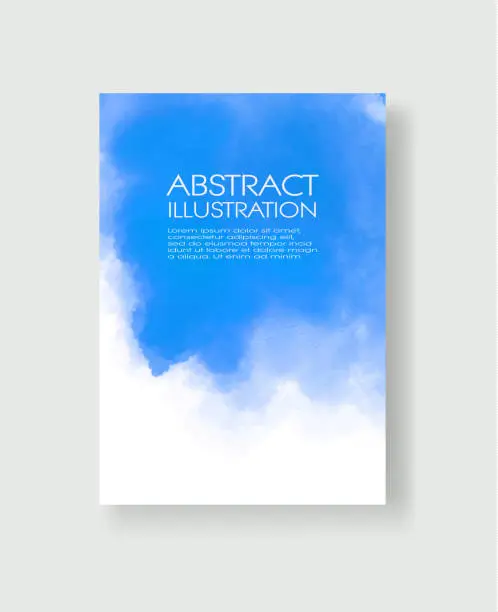 Vector illustration of Bright blue textures, abstract hand painted watercolor banner.