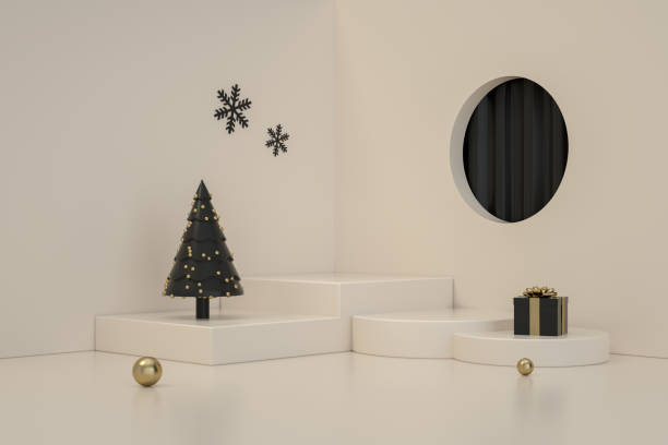 istock Christmas Ornaments with Podium, Platform, Minimal Design 1279932241