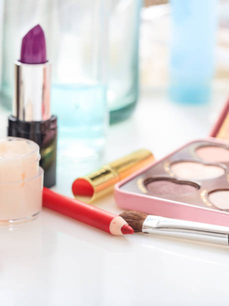istock Set of makeup cosmetics background. Vertical photo. 1279932487