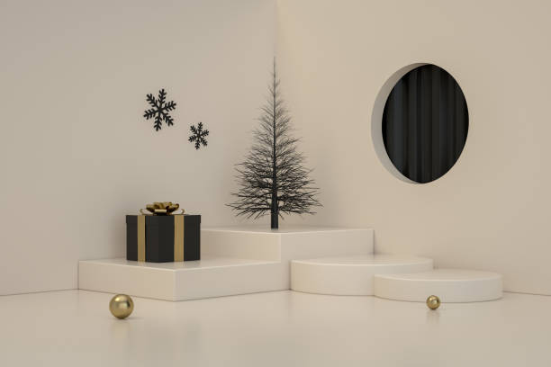 istock Christmas Ornaments with Podium, Platform, Minimal Design 1279932536