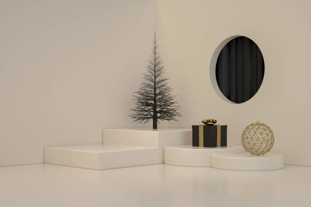 istock Christmas Ornaments with Podium, Platform, Minimal Design 1279933192
