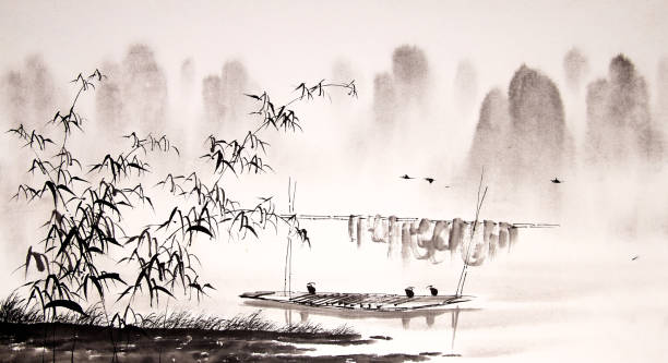 istock Chinese landscape traditional ink painting 1279934711