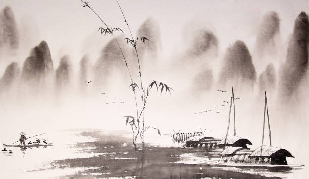 istock Chinese landscape traditional ink painting 1279934722