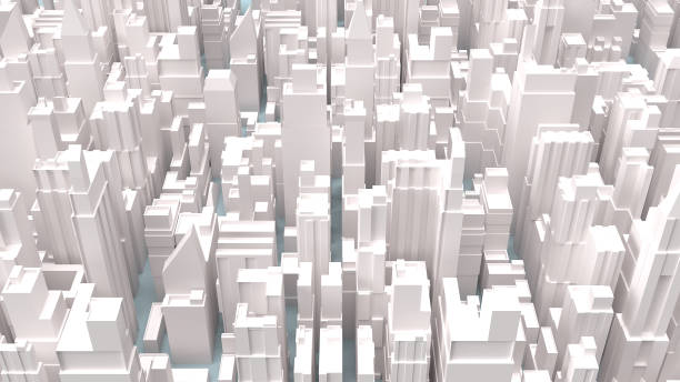 istock white city building on blue background for business content 3d rendering. 1279935565