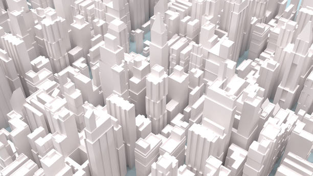 istock white city building on blue background for business content 3d rendering. 1279935584