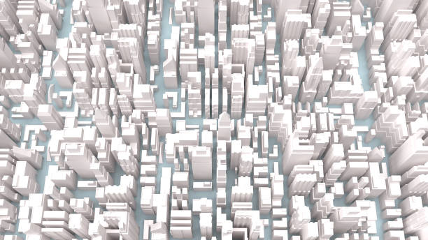 istock white city building on blue background for business content 3d rendering. 1279935592