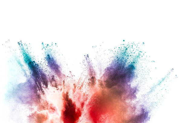 istock Freeze motion of colored powder explosions isolated on white background. 1279935751
