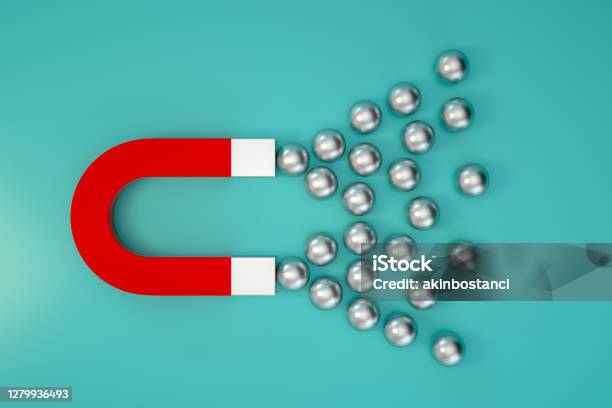 Magnet And Chrome Balls Stock Photo - Download Image Now - Magnet, Lead, Magnetic Field