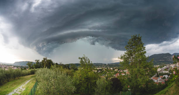 istock Panoramic Super Cell Storm Above City 1279936685