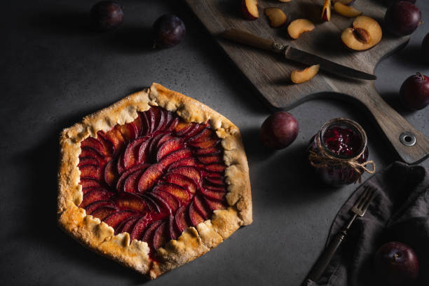 istock Plum galette recipe with red plums ingredients 1279940422