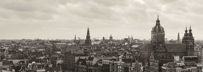 Cityscape at twilight in Amsterdam